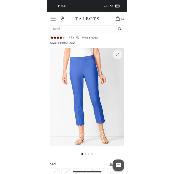 Women's Talbots Chatham Crop Pants Size 10 Lavender Scalloped Hem - Picture 6 of 7